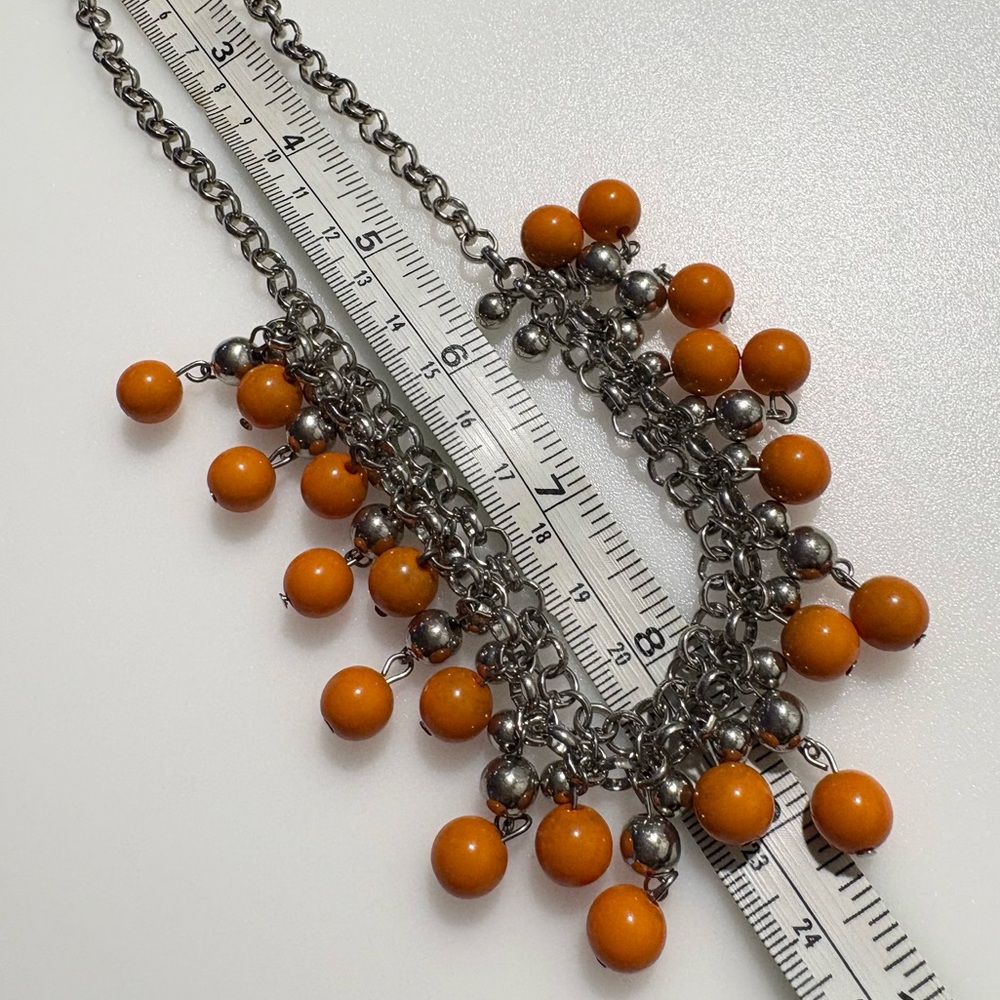 Orange Silver Cascading Bead Drop Dramatic Bold S… - image 7